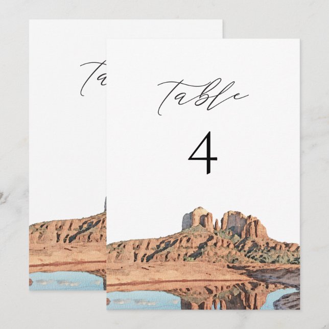 SEDONA Arizona Watercolor Table Number Card (Front/Back)