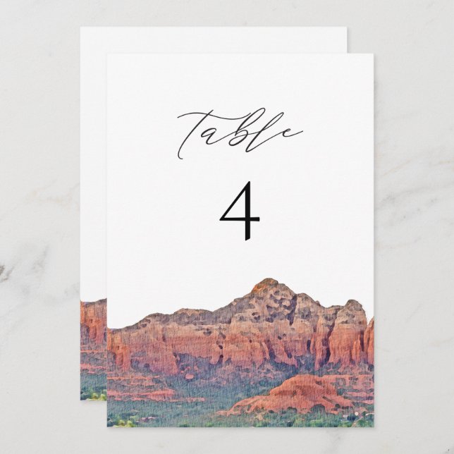 SEDONA Arizona Watercolor Table Number Card (Front/Back)