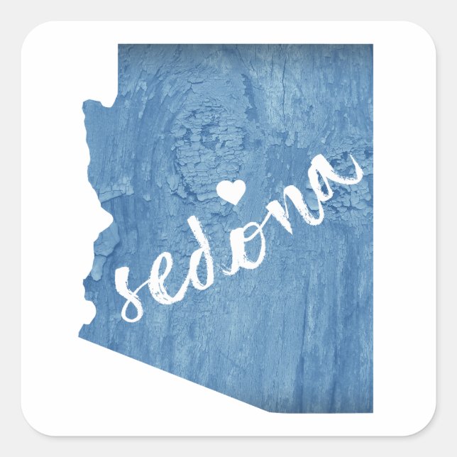 Sedona Arizona Wood Grain Square Sticker (Front)