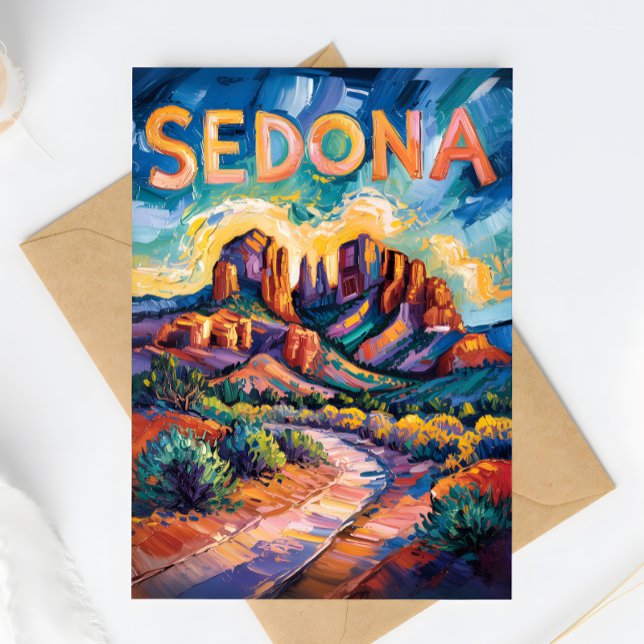 Sedona Desert Cathedral Rock Travel Van Gogh Postcard (Creator Uploaded)