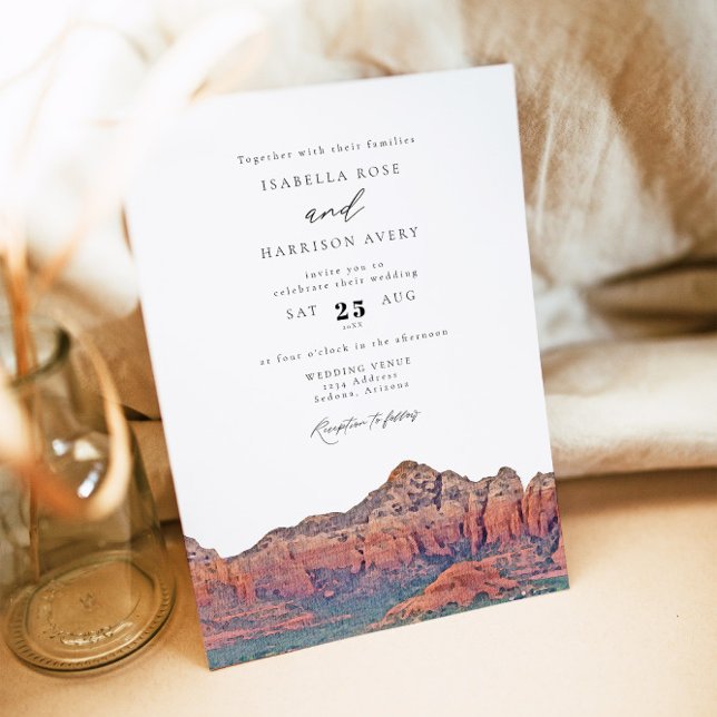SEDONA Destination Skyline Boho Photo Wedding Invitation (Creator Uploaded)