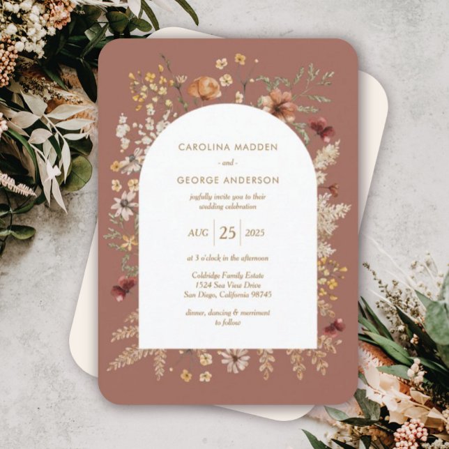 Sedona Garden Arched Wedding Invitation (Creator Uploaded)