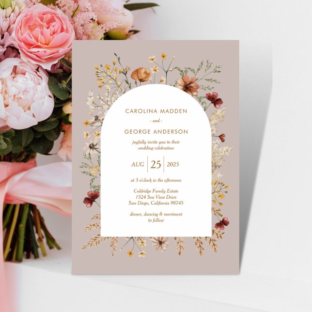 Sedona Garden Arched Wedding Invitation (Creator Uploaded)