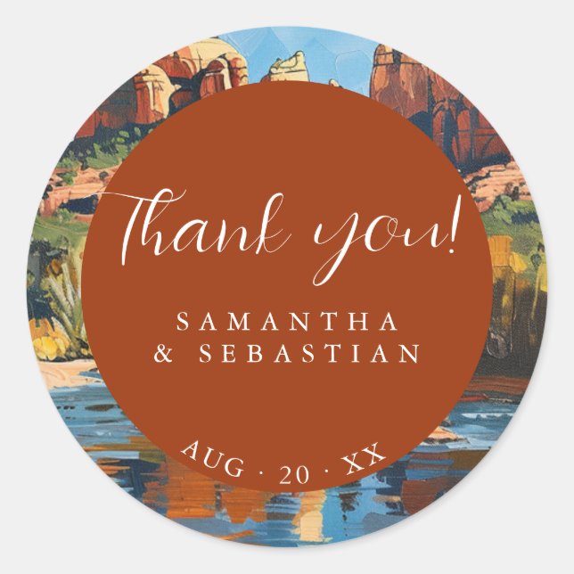 Sedona Red Rock Cathedral Rock  Classic Round Sticker (Front)