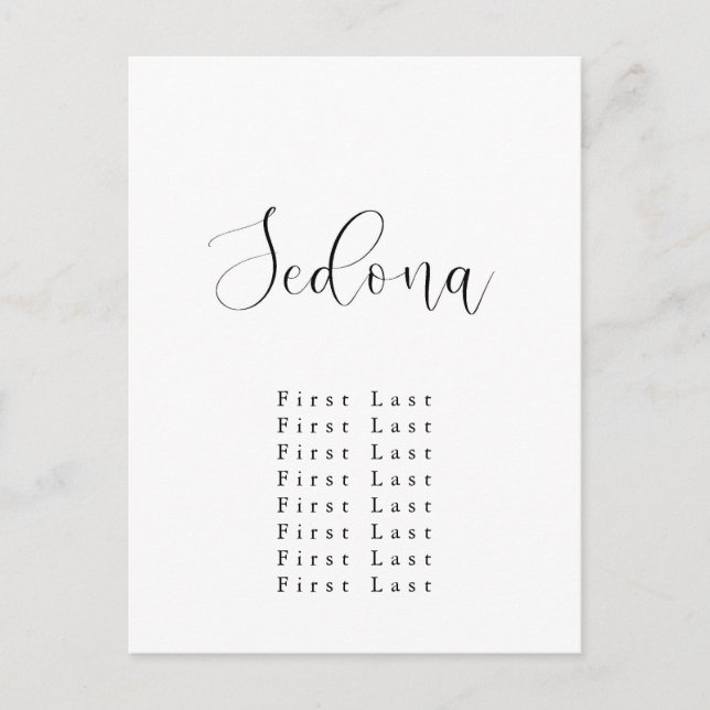Sedona Seating Chart Postcard (Front)
