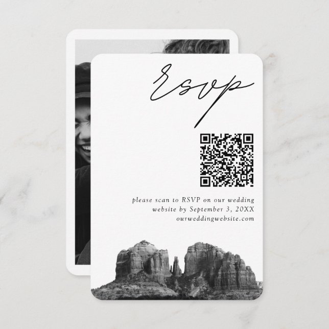 Sedona Wedding Modern RSVP QR Code Enclosure Card (Front/Back)