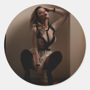 Seductive Photo  Classic Round Sticker