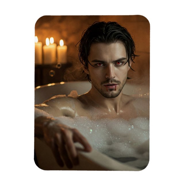 Seductive Vlad Vampire in Bubble Bath Magnet (Vertical)