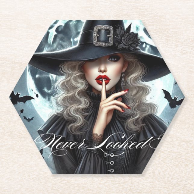 Seductive Witch Red Lips Coaster (Front)