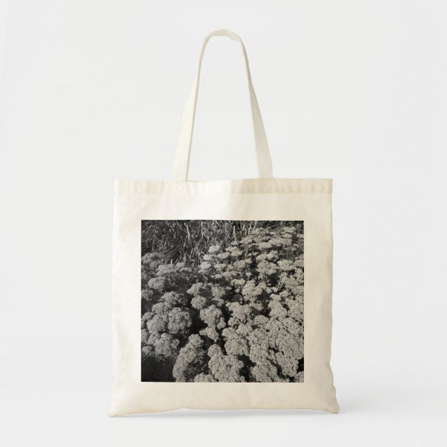 Sedum Autumn Joy (B&W) Tote Bag (Front)