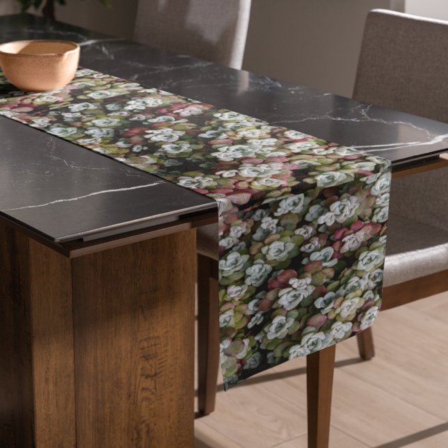 Sedum Spathulifolium Succulents Floral Short Table Runner (In Situ)