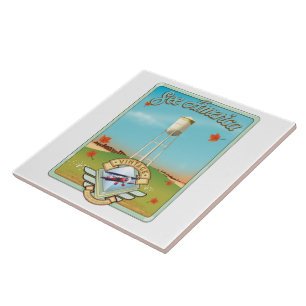 See America Vintage 50's style flight poster Ceramic Tile
