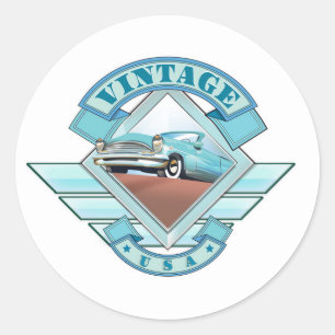 See America Vintage 50's style flight poster Classic Round Sticker