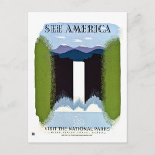 See America Visit National Parks vintage Postcard