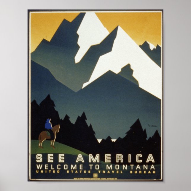 See America : Welcome to Montana with Horse Poster (Front)