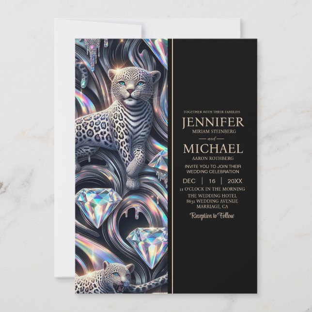 SEE BACK All-In-One Exotic Posh Wedding Invitation (Front)