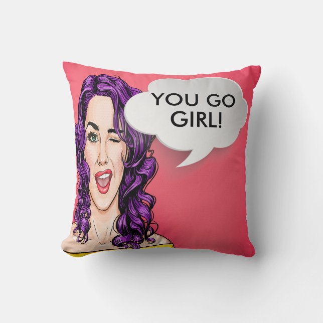 See Back Pop Art Lady Pillow (Front)