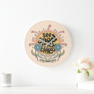 See Good in all Things Hippie Graphic Large Clock