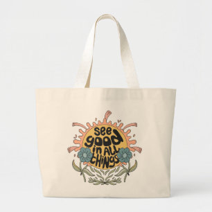 See Good in all Things Hippie Graphic Large Tote Bag
