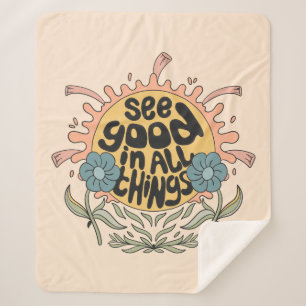 See Good in all Things Hippie Graphic Sherpa Blanket