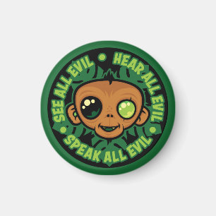 See, Hear and Speak All Evil Monkey Magnet