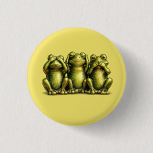 See Hear Speak No Evil Funny Frogs 3 Cm Round Badge
