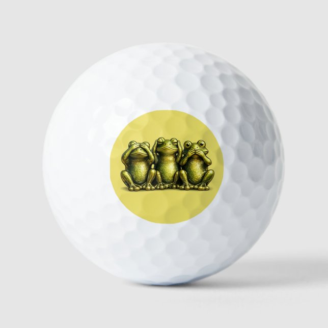See Hear Speak No Evil Funny Frogs Golf Balls (Front)