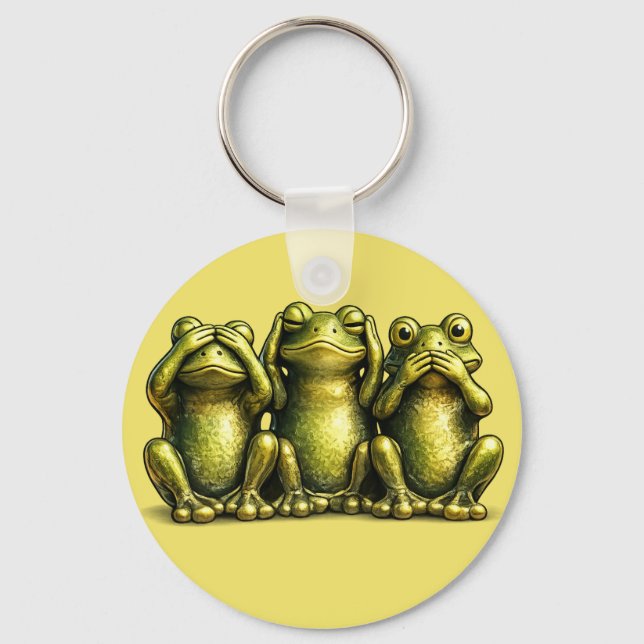 See Hear Speak No Evil Funny Frogs Key Ring (Front)