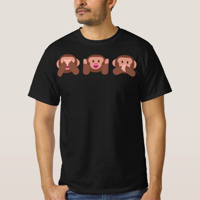 See, Hear & Speak No Evil Monkey Emojis Festival T-Shirt (Front)