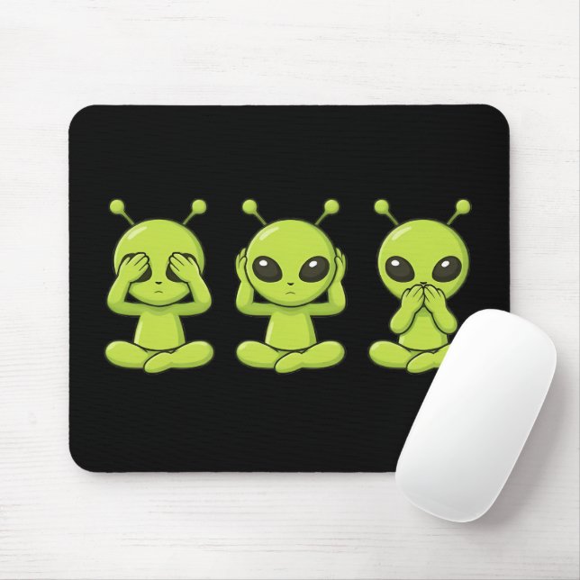 See, Hear, Speak No Evil Mouse Pad (With Mouse)