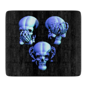 See Hear Speak No Evil Skulls Cutting Board