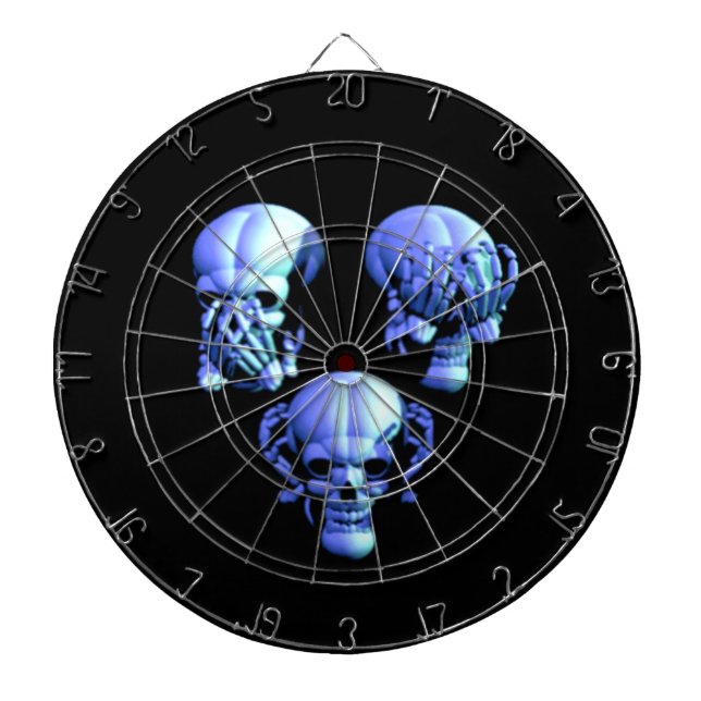 See Hear Speak No Evil Skulls Dart Board (Front)