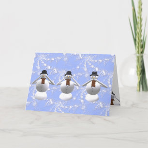 See, Hear, Speak No Evil Snowman Christmas Card