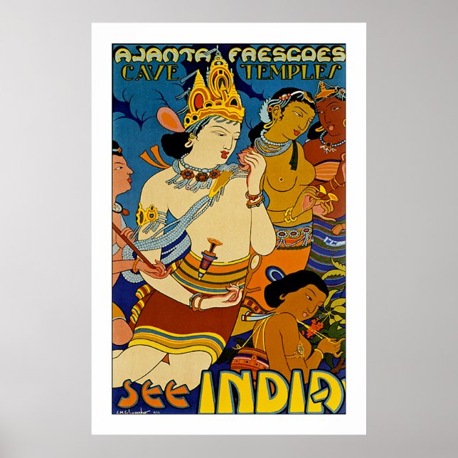 See India - Ajanta Frescoes Poster (Front)