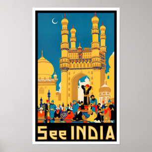 See India vintage travel Poster