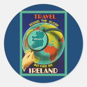 See Ireland ~ Vintage Irish Travel Classic Round Sticker