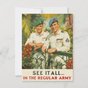 See It All in the Regular Army Vintage Recruitment Postcard