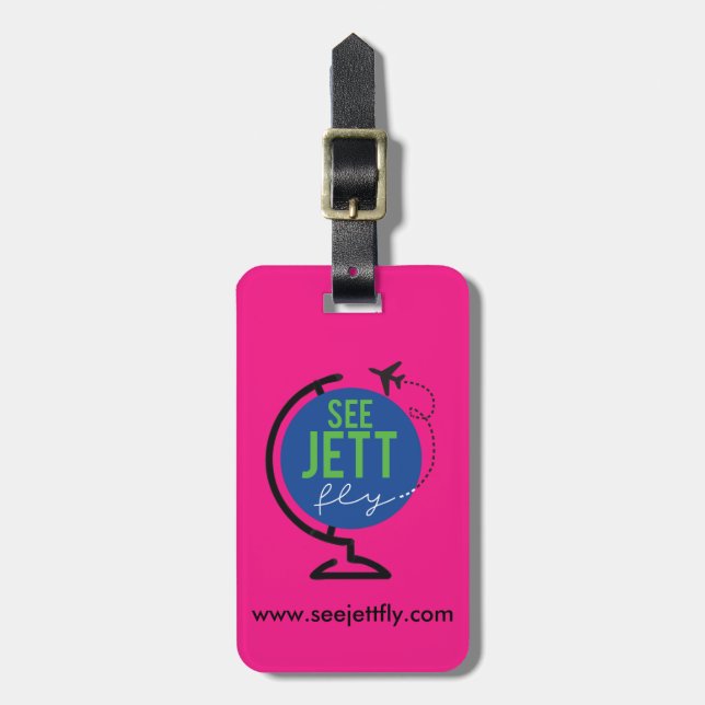 See Jett Fly - Luggage and Bag Tag (Pink) (Front Vertical)