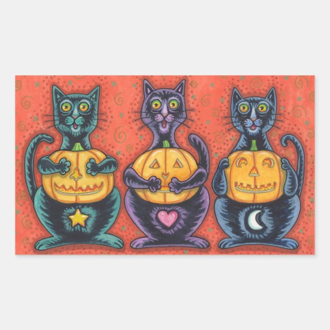 SEE NO EVIL BLACK CAT STICKERS SHEET Rectangle (Front)