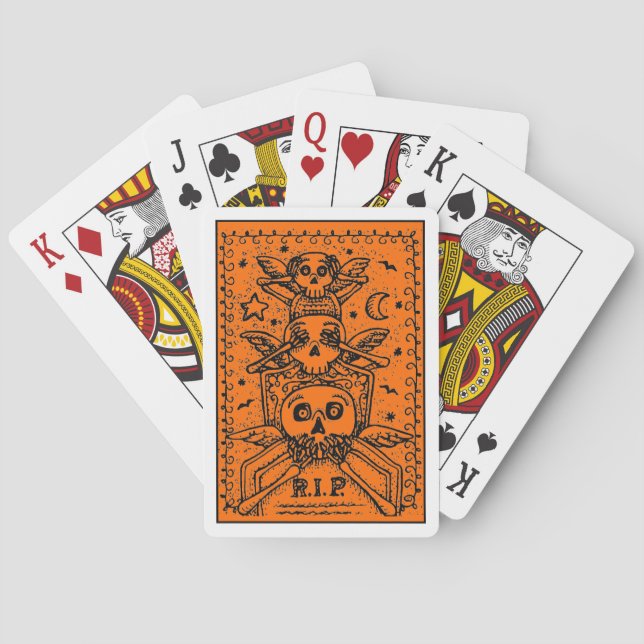 SEE NO EVIL CEMETERY SKELETON TOMBSTONE, HALLOWEEN PLAYING CARDS (Back)