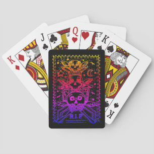 SEE NO EVIL CEMETERY SKELETON TOMBSTONE, HALLOWEEN PLAYING CARDS