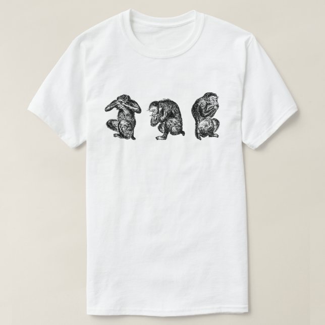 See No Evil, Hear No Evil, Speak No Evil 3 Monkeys T-Shirt (Design Front)
