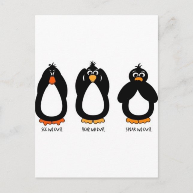 See No Evil, Hear No Evil, Speak No Evil Postcard (Front)