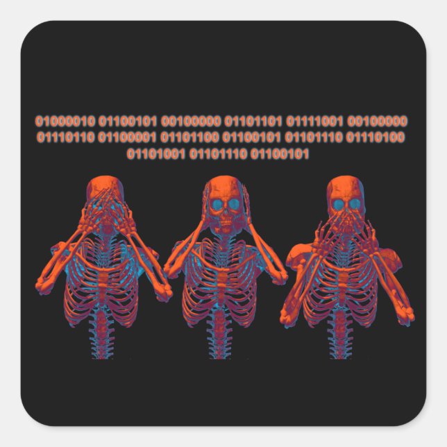 See no evil, hear no evil, speak no evil square sticker (Front)