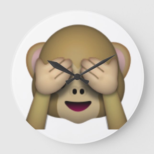 See No Evil Monkey - Emoji Large Clock (Front)