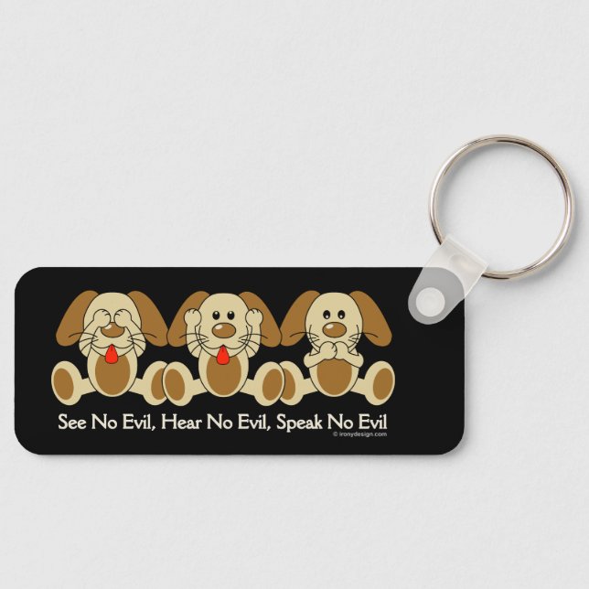 See No Evil Puppies Key Ring (Front)