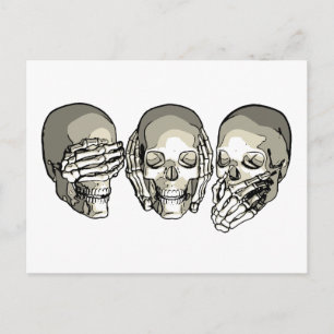SEE NO EVIL SKULLS POSTCARD