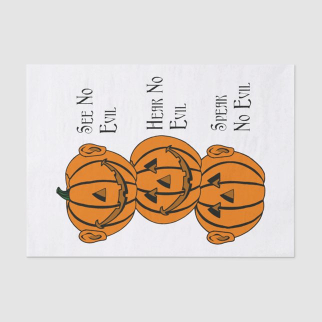 See No Hear No Speak No Evil Pumpkins Tissue Paper (Front)