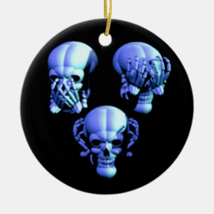 See No, Hear No, Speak No Evil Skulls Ornament