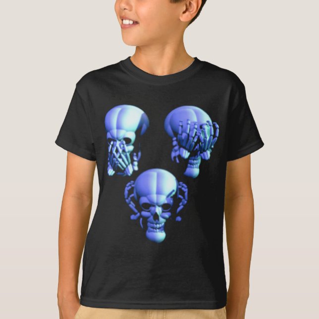 See No, Hear No, Speak No Evil Skulls Shirt (Front)